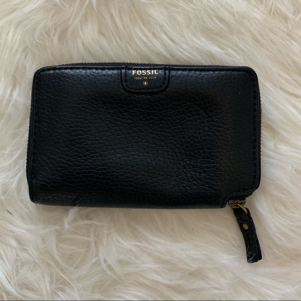 Fossil Wallet Black and Gold
